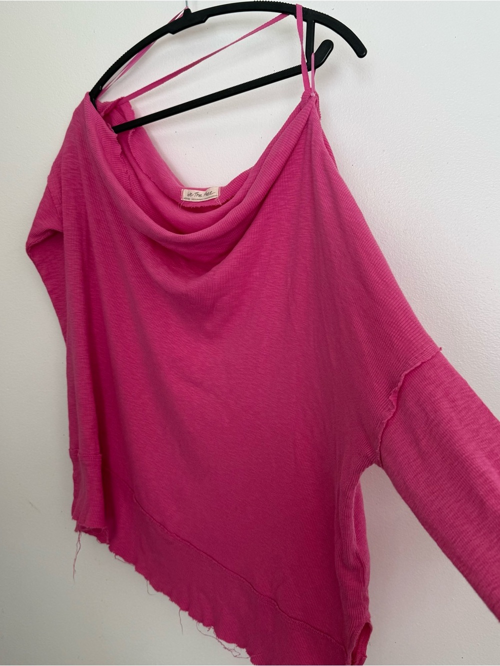 We The Free People Blouse Dancing Queen Pink Medium Long Sleeve Boat Neck